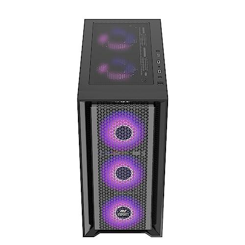 Ant Esports SX7 Mid- Tower Computer Case/Gaming Cabinet - Black | Support ATX, Micro-ATX, Mini-ITX | Pre-Installed 3 x 120mm Front Fans