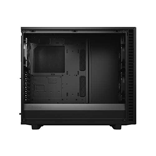 Fractal Design Define 7 Dark Tempered Glass E-ATX Mid-Tower Gaming Cabinet Case with Three Pre-Installed Dynamic X2 GP-14 Fans and Anodized Aluminum Front Panel (FD-C-DEF7A-03), Black