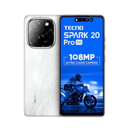 TECNO Spark 20 PRO 5G (Glossy White, 8GB+128GB)| 108MP Ultra Clear Imaging | Super Ellipse Design | MTK D6080 5G Processor | 6.78" 120Hz LTPS LCD Display | 5000mAh Battery with 33W Charger