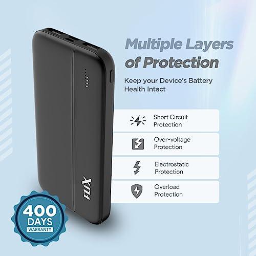 FLiX(Beetel) UltraCharge 10000mAh QCPD Power Bank,USB C/B Input,Tripple Output 22.5W High-Capacity Power Delivery,Compatible to iPhone 14 13 12 11 Samsung S22 23 21 GooglePixel7 Oneplus