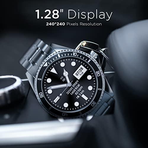 Fire-Boltt Quantum Luxury & Sporty Stainless Steel with Free Silicone Strap Smartwatch, 1.28" Bluetooth Calling, 2 Looks in 1 Watch, High Resolution of 240 * 240 Px & TWS Connection (Black) - Triveni World