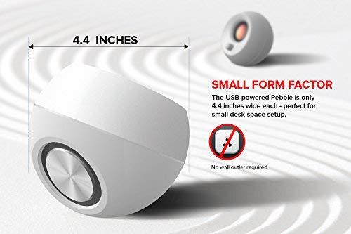 Creative Pebble 2.0 USB-Powered Desktop Speakers with Far-Field Drivers and Passive Radiators for PCs and Laptops (White)