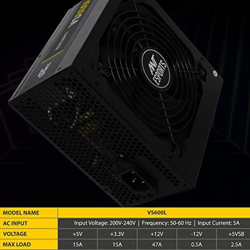 Ant Esports VS600L Non-Modular High Efficiency Gaming Power Supply/PSU with 1 x PCIe and 120mm Silent Fan