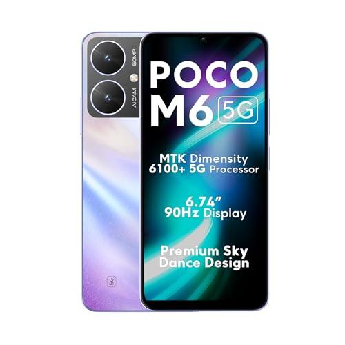 POCO M6 5G (Orion Blue, 4GB RAM, 128GB Storage) | MediaTek Dimensity 6100+ 5G Processor | 5000 mAh Battery + 18W Fast Charging | 50 MP AI Dual-Camera System & Side Fingerprint Sensor