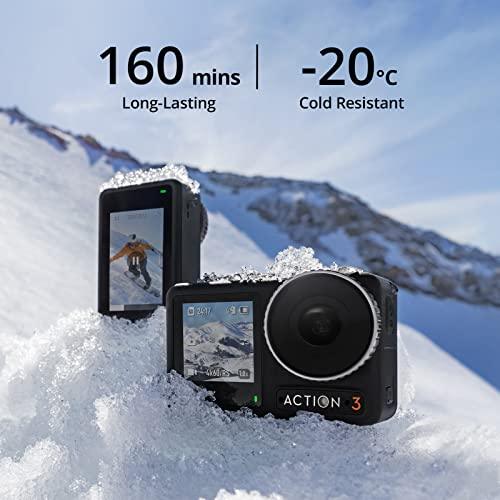 DJI Osmo Action 3 Standard Combo - Outdoor Action Camera with 4K/120fps Optical Zoom 4X & Super-Wide FOV, HorizonSteady, Waterproof, Cold Resistant & Long-Lasting, Vlog Camera for YouTube, Black