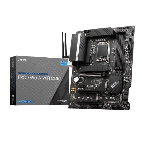 MSI PRO Z690-A WiFi DDR4 Motherboard, ATX - Supports 14/13/12th Gen Intel Core Processors, LGA 1700, 14 Duet Rail 55A VRM, DDR4 5200(OC), PCIe 5.0 x16, 3 x M.2 Gen4 x4, 2.5G LAN, Wi-Fi 6, Black