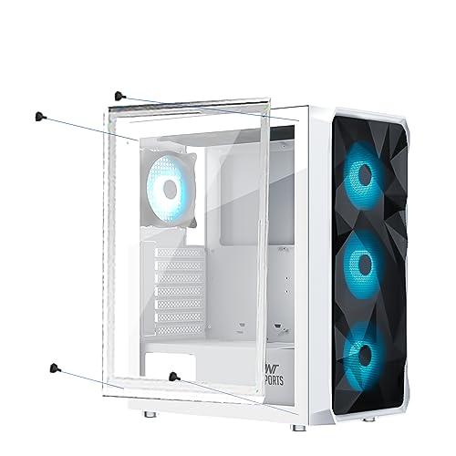 Ant Esports ICE- 112 Mid- Tower Computer Case/Gaming Cabinet - White | Support ATX, Micro-ATX, ITX | Pre-Installed 3 Front Fans & 1 Rear Fan