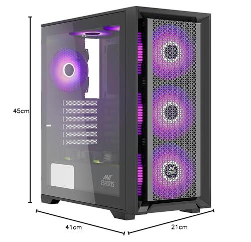 Ant Esports SX7 Mid- Tower Computer Case/Gaming Cabinet - Black | Support ATX, Micro-ATX, Mini-ITX | Pre-Installed 3 x 120mm Front Fans