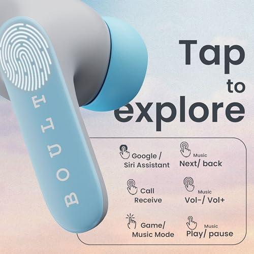 Boult Audio Newly Launched Z20 Pro, Truly Wireless Bluetooth Ear buds with 60 Hours Playtime, 4 Mics Clear Calling, 45ms Low Latency, Rich Bass Drivers, TWS earbuds bluetooth wireless (Powder Blue)