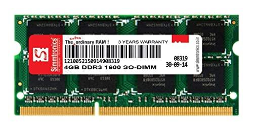 Simmtronics 4GB DDR3 Laptop RAM 1600 MHz (PC 12800) with 3 Year Warranty