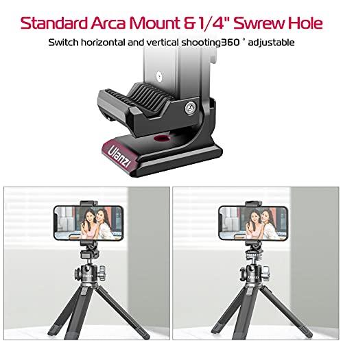 Metal Phone Tripod Mount 3 Cold Shoes & Arca Port, 360° Smartphone Tripod Adapter for iPhone Samsung Cell Phone Stand Holder for Desktop Tripod Video Live Streaming Vlogging Rig