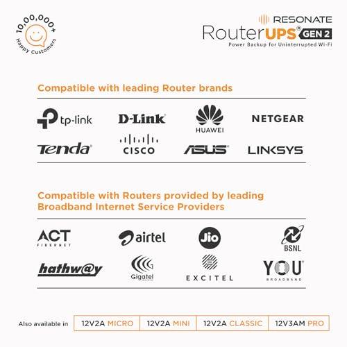 RESONATE RouterUPS Gen2| 3x2600mAh Battery| Zero Drop | UPS for WiFi Router| Upto 5-Hour Power Backup| BRP| RouterUPS Compatible with all 12V < 2A Devices, FTTH, Set Top Box, IoT, Mini Camera.