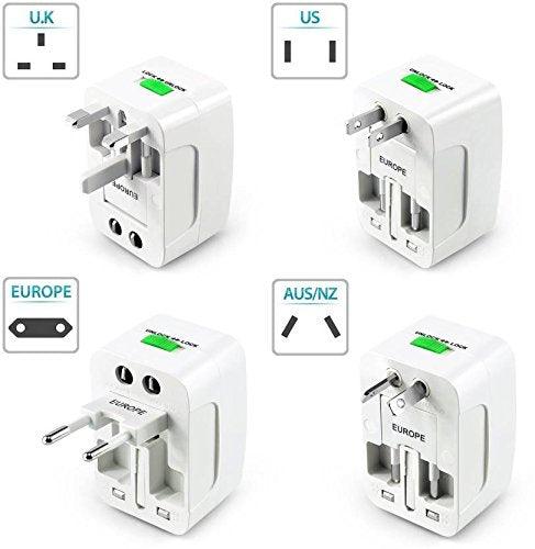 Upix Universal Travel Adapter with 125V 6A, 250V Surge/Spike Protected Electrical Plug (White)