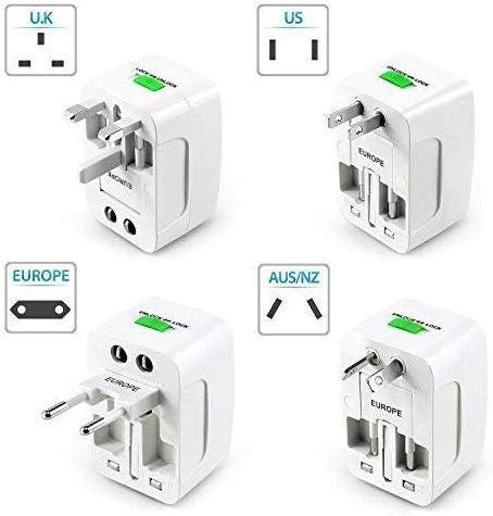 Universal Travel Plug Adapter Worldwide International All in One Portable Travel Adapter Wall AC Power Plug Adapter Wall Charger with Dual USB Charging Ports for USA EU UK AUS Cell Phone Mobile Laptop