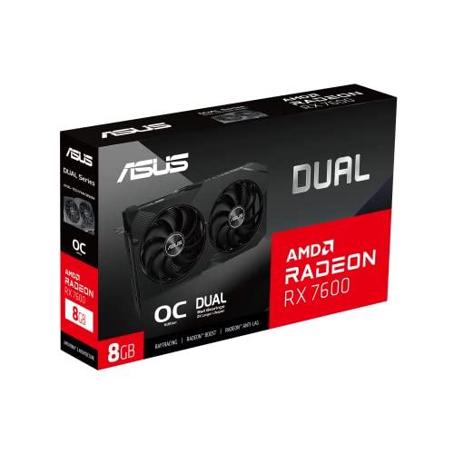 ASUS Dual Radeon Rx 7600 V2 Oc Edition 8Gb Gddr6 Graphics Card (Pcie 4.0, 8Gb Gddr6, Hdmi 2.1, Displayport 1.4A, 2.5-Slot Design, Axial-Tech Fans, Gpu Tweak Iii) - Pci_E_X16