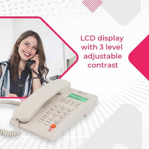 Beetel Newly Launched G30, TEC Certified, Caller ID LCD Display, Ringer LED,DTMF/FSK Compatible, 2-Way Adjustable Speaker Phone, Music on Hold, Desk/Wall Mountable, 3 Level LCD Contrast(G30-Warm Grey)