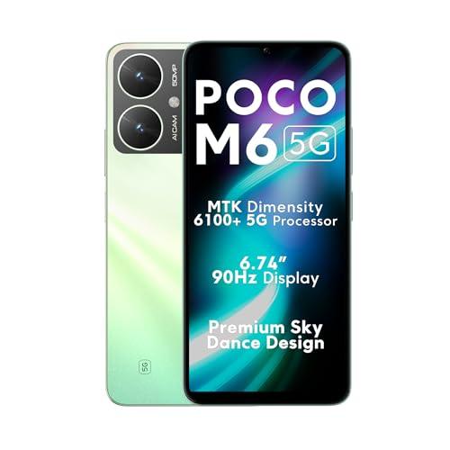 POCO M6 5G (Polaris Green, 4GB RAM, 128GB Storage) | MediaTek Dimensity 6100+ 5G Processor | 5000 mAh Battery + 18W Fast Charging | 50 MP AI Dual-Camera System & Side Fingerprint Sensor