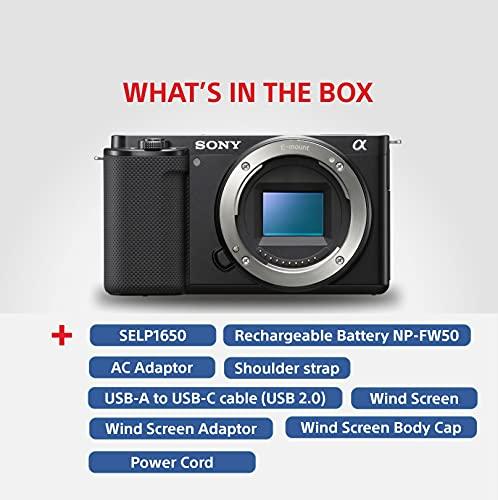 Sony Alpha ZV-E10L 24.2 Mega Pixel Interchangeable-Lens Mirrorless vlog Optical zoom Camera with 16-50mm Lens,for Creators(APS-C Sensor,Advanced Autofocus,Clear Audio,4K Movie Recording)-Black,Compact