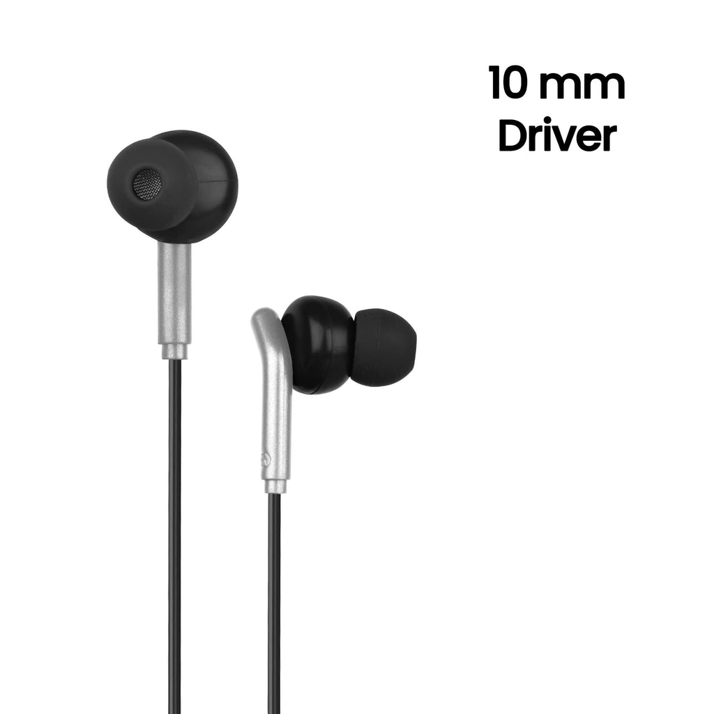 Zebronics Zeb-Bro in Ear Wired Earphones with Mic, 3.5mm Audio Jack, 10mm Drivers, Phone/Tablet Compatible(Black)