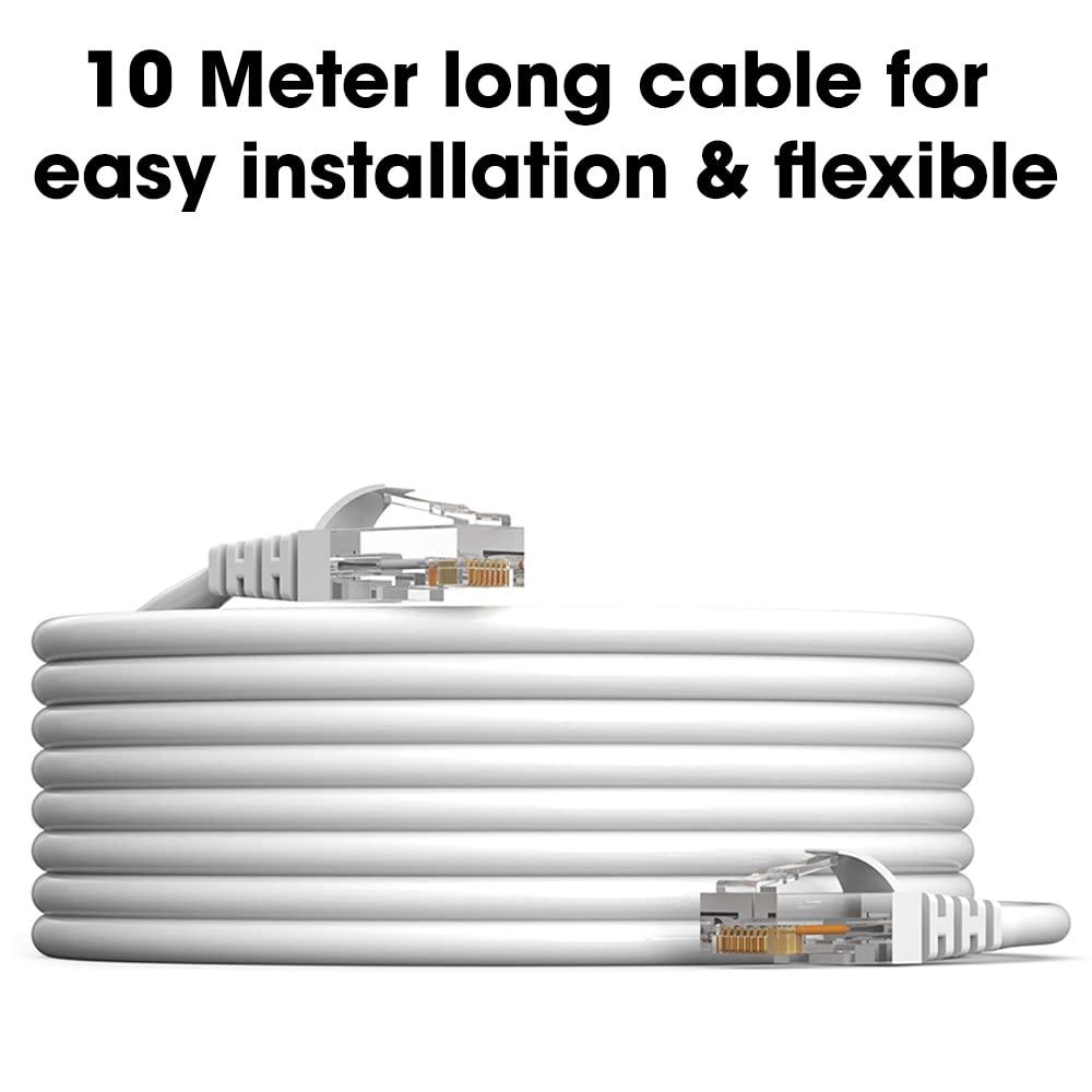 Sounce Cat6 Ethernet Cable 10 Meter/ 550 MHz Outdoor & Indoor, Upto 10 Gbps Support Cat6 Network, Heavy Duty Flat LAN Internet Patch Cord, Solid Weatherproof High Speed Cable for Router, Modem