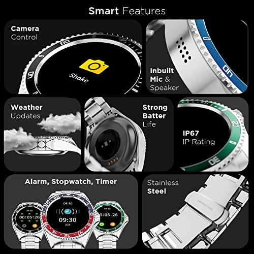 Fire-Boltt Quantum Luxury & Sporty Stainless Steel with Free Silicone Strap Smartwatch, 1.28" Bluetooth Calling, 2 Looks in 1 Watch, High Resolution of 240 * 240 Px & TWS Connection (Green) - Triveni World