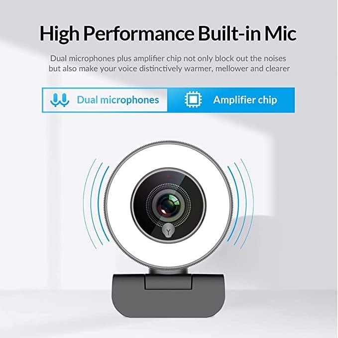 Angetube Full HD 1080P Webcam with Ring Light and Mic. Plug and Play Setup for Video Call Webcam for Desktop/Laptop Advanced autofocus AF Web Camera for Zoom/Skype/Teams/Online Classes/Conferencing