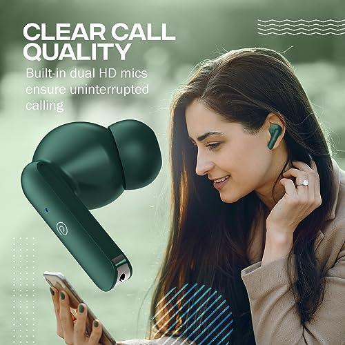 pTron Bassbuds Duo in-Ear Wireless Earbuds, Immersive Sound, 32Hrs Playtime, Clear Calls TWS Earbuds, Bluetooth V5.1 Headphones, Type-C Fast Charging, Voice Assistant & IPX4 Water Resistant (Green) - Triveni World