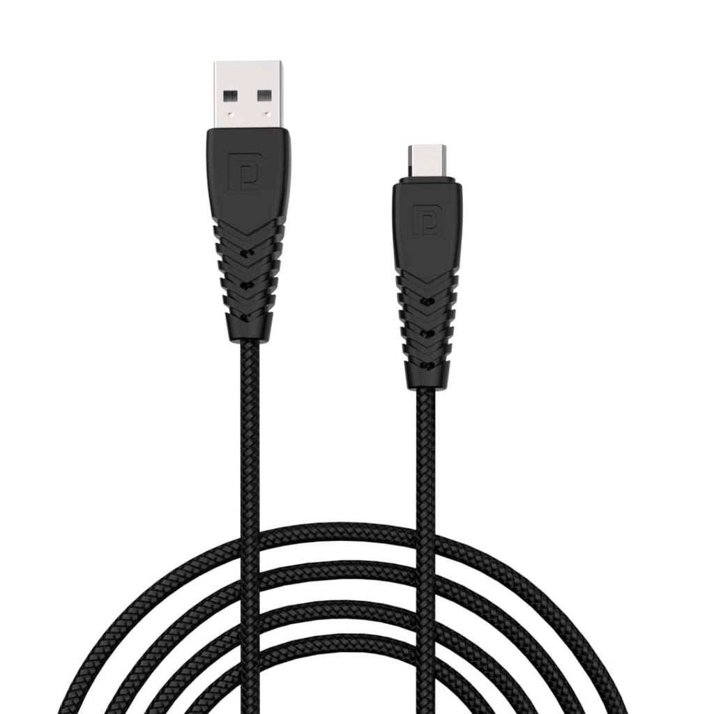 Portronics Konnect B Micro USB Cables For Fast Charging & Data Sync 3.0 Amp with PVC Heads I Nylon Braided I 1 mtr(Black)