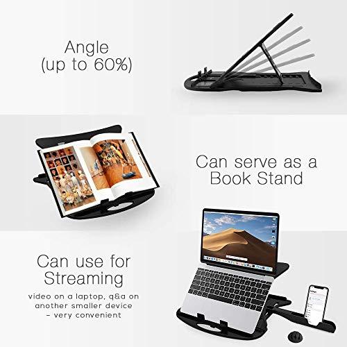 STRIFF Adjustable Laptop Tabletop Stand Patented Riser Ventilated Portable Foldable Compatible with MacBook Notebook Tablet Tray Desk Table Book with Free Phone Stand (Black)