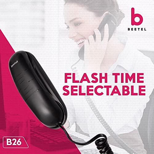 Beetel B26 Corded Slim Landline Phone,Ringer Volume Control,Wall/Desk Mountable,Ringer On/Off Switch,Clear Call Quality,Compact Design,Tone Pulse/Flash/Redial Function (Made in India) (Black)(B26)