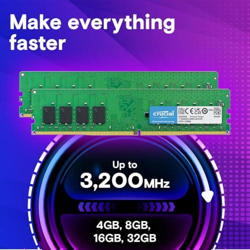 Crucial RAM 8GB DDR4 3200MHz CL22 (or 2933MHz or 2666MHz) Desktop Memory CT8G4DFRA32A Green