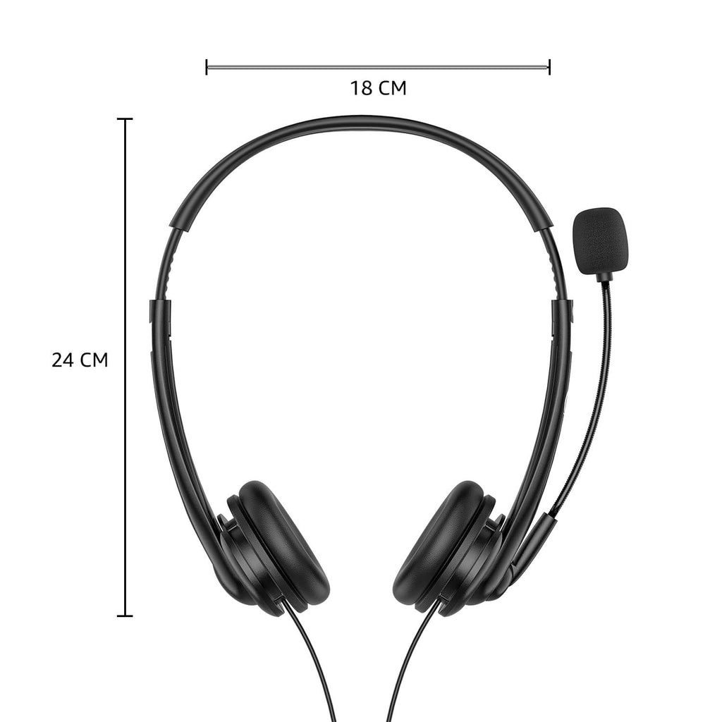 Amazon Basics On Ear Wired Headphones with Boom Mic | Supreme Sound | Lightweight | Cushioned Ear Cups | Built-in Mic | Perfect for Computers, Smartphones, Tablets & Daily Use (Black)