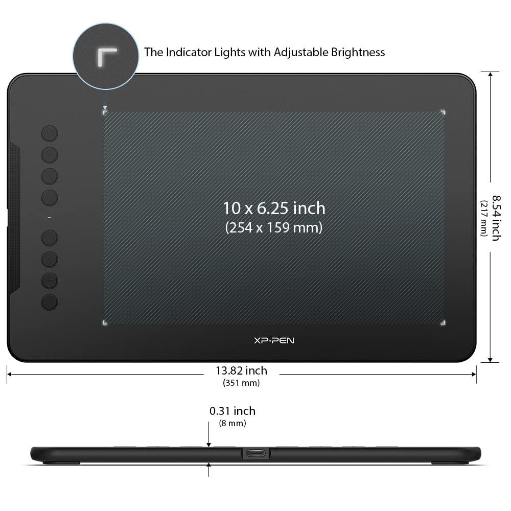 XP-Pen Deco01 V2 Digital Graphics Drawing Pen Tablet (10"(25cm) x 6.25"(15.8cm), 8192 Levels of Pressure Sensitivity, Battery-Free Passive Stylus, Black)