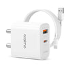 Oraimo 25W Super Fast GaN Charger Dual Port USB C Wall Charger,Fast Charging for Samsung Galaxy S22/S21/S20 Ultra/ S21/S21Ultra/S21+/S20/S20Ultra/Note20 and more (OCW-I100D+C54(25W))