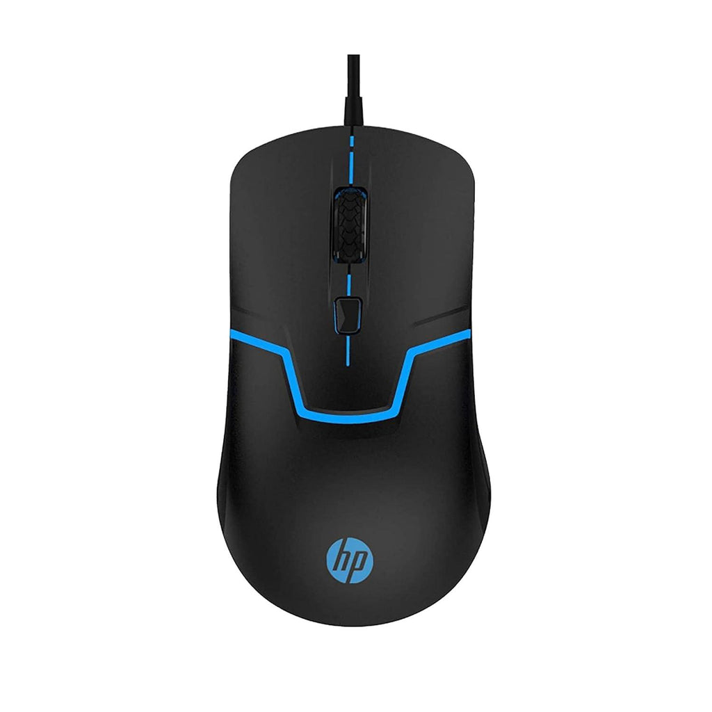 HP M100 USB Wired Gaming Optical Mouse with LED Backlight and Adjustable 1000/1600 DPI Settings, 3 Buttons and Press Life Up to 5 Million Clicks, 1 Year Warranty (3DR60PA, Black)