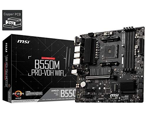 MSI B550M Pro-Vdh Wifi Ddr4, M.2, USB 3.2 Gen 1, Front Type-C, Wi-Fi, Hdmi, Micro Atx Gaming Motherboard Amd Ryzen 5000 Series Desktop Processors