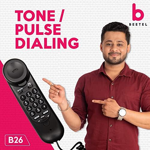 Beetel B26 Corded Slim Landline Phone,Ringer Volume Control,Wall/Desk Mountable,Ringer On/Off Switch,Clear Call Quality,Compact Design,Tone Pulse/Flash/Redial Function (Made in India) (Black)(B26)