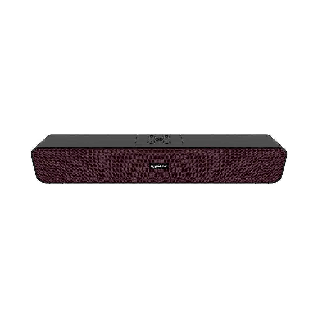 amazon basics 16W Bluetooth Soundbar Speaker with 1200mah Battery, BT v5.3, Aux, USB Port for Mobile, PC, Tablets, and Laptops (Black-Maroon)