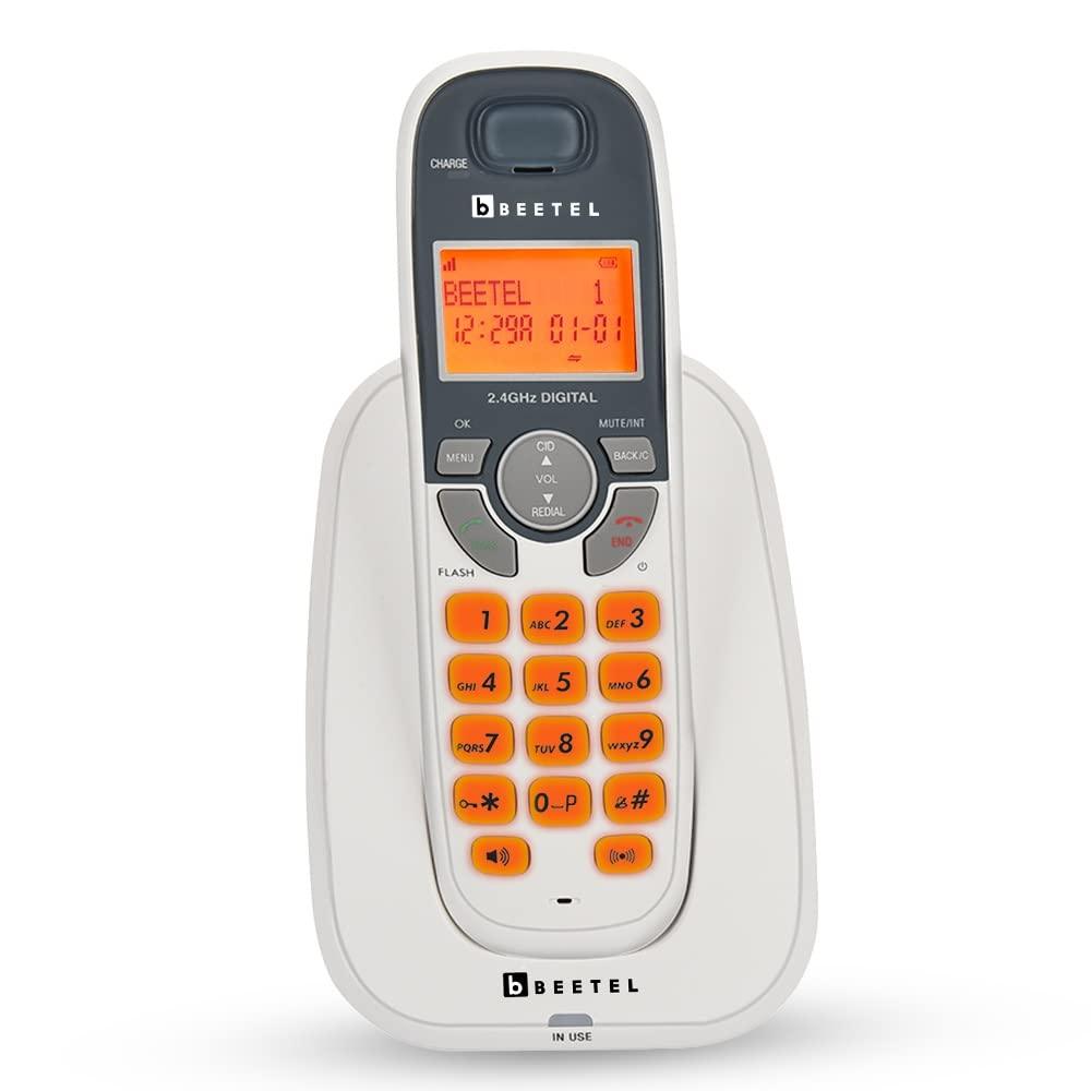 Beetel X70 Cordless Phone, 2.4GHz Frequency, 2 Way Speaker Phone, Ringer Volume, LED Notification for Ringer and Charging (X70)(White)