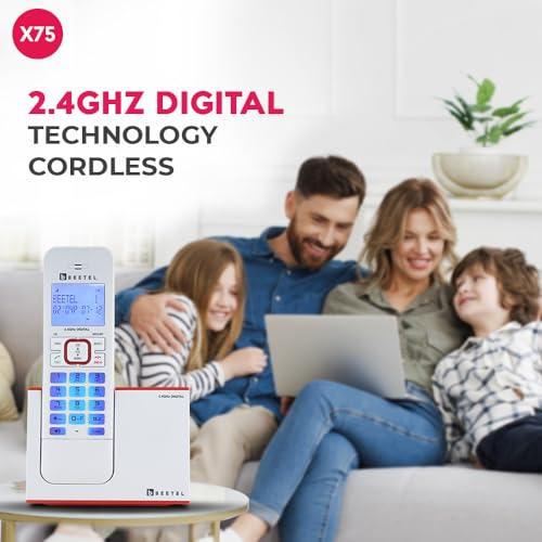 Beetel Newly Launched X75 2.4Ghz Cordless Landline,Dual Mode DTMF/FSK,1 Line 7segment LCD Display & Blue LED Backlit,Illuminated Keypad,2 Way Speaker Phone,6 Step ringer volume Control(Red/White)(X75)