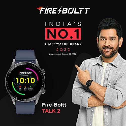 Fire-Boltt India's No 1 Smartwatch Brand Talk 2 Bluetooth Calling Smartwatch with Dual Button, Hands On Voice Assistance, 120 Sports Modes, in Built Mic & Speaker with IP68 Rating (Navy Blue) - Triveni World