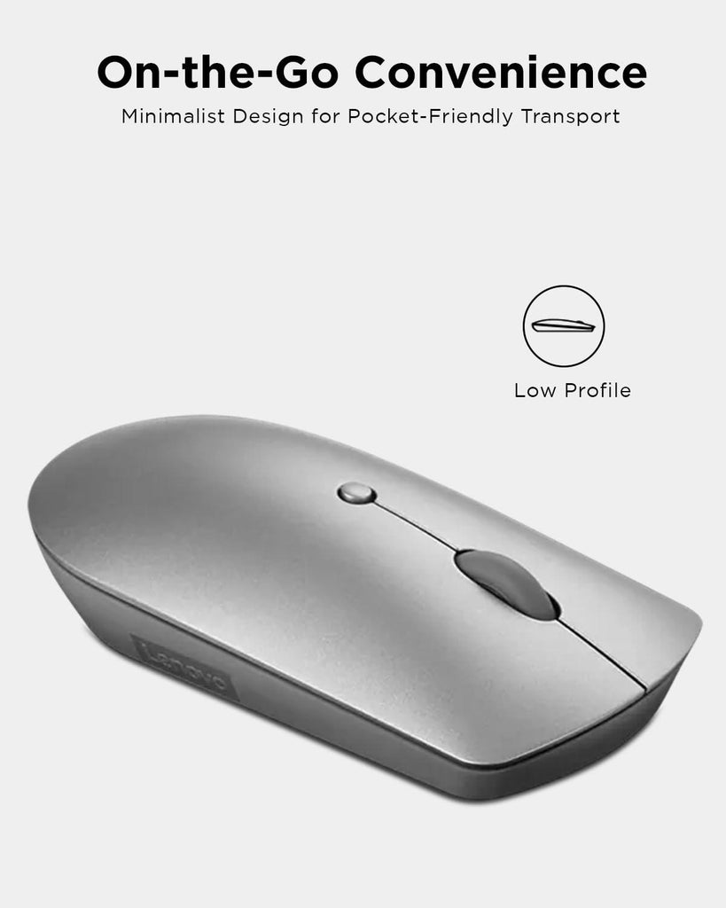 Lenovo 600 Bluetooth 5.0 Silent Mouse: Compact, Portable, Dongle-Free Multi-Device connectivity with Microsoft Swift Pair | 3-Level Adjustable DPI up to 2400 | Battery Life: up to 1 yr