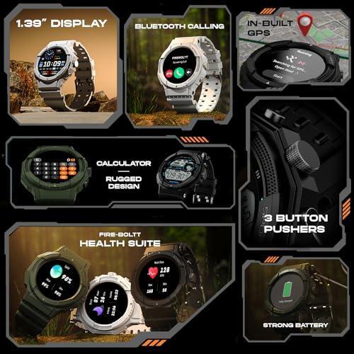 Fire-Boltt Newly Launched Quest Smartwatch 1.39" Full Touch GPS Tracking Smart Watch Bluetooth Calling, 100+ Sports Modes, 360 * 360 Pixel High Resolution, Health Suite & Rugged Outdoor Built - Triveni World