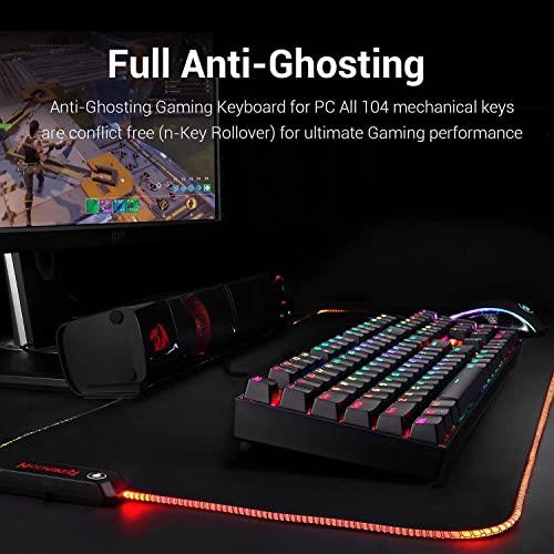 Redragon K551 RGB LED Backlit Wired Mechanical Gaming Keyboard with Numlock Keys for Windows PC (Black, Blue Switches)