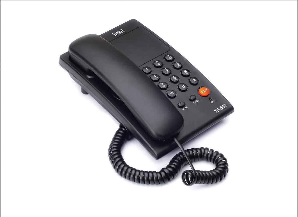 Hola ! TF-500 Basic Corded Landline Phone for intercom and EPABX Desk & Wall Mountable, Mute/Pause/Flash/Redial Function (Made in India)