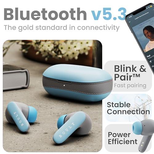 Boult Audio Newly Launched Z20 Pro, Truly Wireless Bluetooth Ear buds with 60 Hours Playtime, 4 Mics Clear Calling, 45ms Low Latency, Rich Bass Drivers, TWS earbuds bluetooth wireless (Powder Blue)