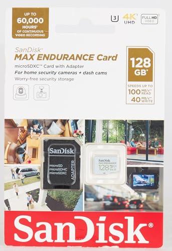 SanDisk 128GB MAX Endurance microSDHC™ Card with Adapter for 4K Video on Dashcams and Video Surveillance Cameras