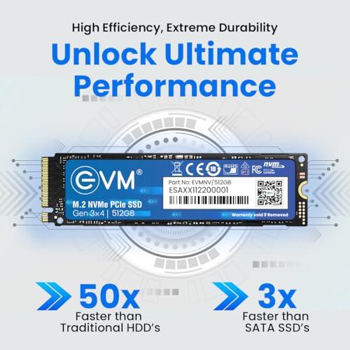 EVM M.2 NVMe (2280) 512GB Internal SSD - 2100MB/s Read - 4X Faster Than SATA SSD- 5 Year Warranty (EVMNV/512GB)