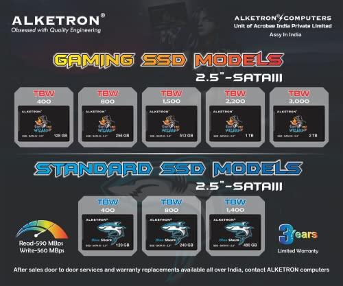 ALKETRON FireWizard - 256GB SSD 2.5inch SATA3 Gaming Internal Solid State Drive with Metal Heatsink casing 590/(R) 560(w) MBps Speed for Laptop; Desktop - 5 Year Warranty