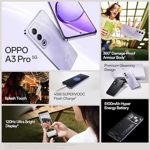 OPPO A3 Pro 5G (Moonlight Purple, 8GB RAM, 256GB Storage)|6.67” HD+ 120Hz Refresh Rate Screen | 45W SUPERVOOC|with No Cost EMI/Additional Exchange Offers